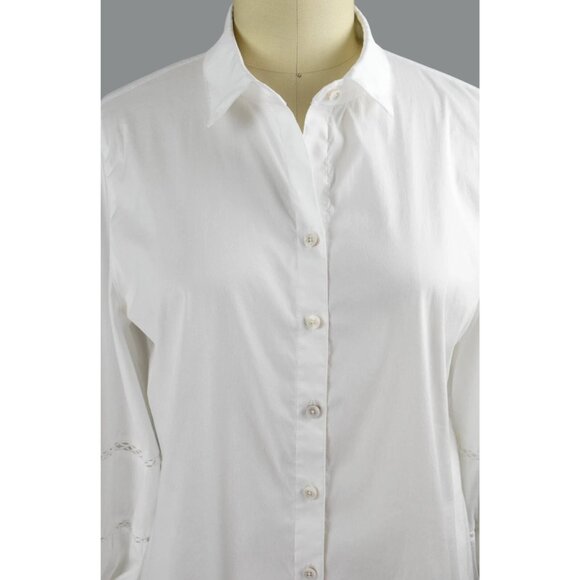 CHICO'S COTTON POPLIN WHITE BILLOW-SLEEVE TOP - Picture 3 of 8